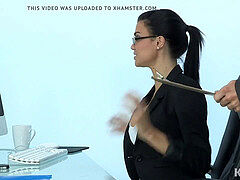 Hot sexy mummy plays the office mega-slut addicted to rod