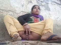 Indian Desi Bhabhi fingering outdoors