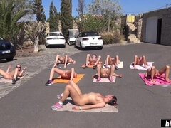 Naked outdoor yoga starring Nikki Sweet, Mia Melone and Alexis Cherry - Wendy moon