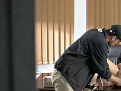 Grosser schwanz, Grosse titten, Büro, Sekretärin, Uniform, Unter dem rock