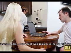 금발의, 오랄섹스, 형제, Hd, 보지, 여자 형제, 금기, 젖가슴