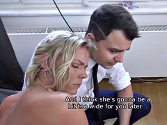 DEBT4k. Big debts are the reason the girl gets fucked in the presence of the groom