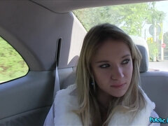 Angelina pretty European blonde seduced in car - reality