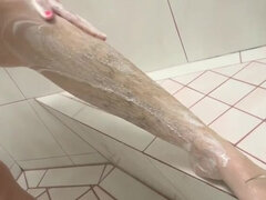Hairy Brunette Simone Delilah in Shower