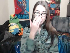 흑갈색 머리, 혼자, 젖가슴, 웹캠