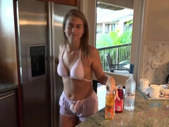 아마추어, 해변, 비키니, 여자친구, 셀카, 보지, 젖가슴