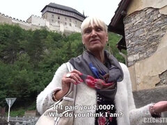 Blonde GILF takes my money for quicky on the street