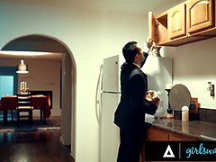 Jay Taylor cheats on husband with Angela White's busty wife during dinner