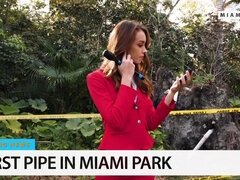 Gorgeous news reporter fucks stranger in a van