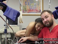Hooters girls get a behind-the-scenes hard face fucking from the doctor