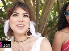 Aziatisch, Strand, Grote lul, Bruinharig, Zwart, Kwartet, Gezichtspunt, Trio