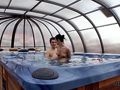 Experienced guy drills young wife and covers her face with jizz