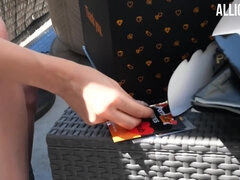 Stor pik, Brunette, Par, Hundestilling, Fransk, Hd, Offentlig, Mager