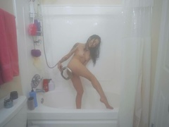 Nero, Vibratore, Masturbazione, Tette naturali, Figa, Doccia, Tette, Giochi