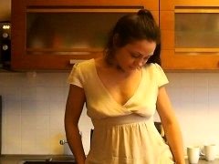 Teasing session in the kitchen with a hottie