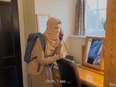 Timid stepmom and son share a bed in a hotel