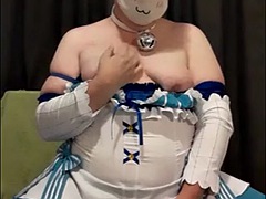 Chubby Femboy Cat in Felix Cosplay