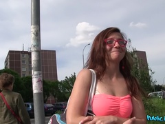 Public Agent (FakeHub): Complete Stranger Gives Nerdy Brunette A Public Creampie