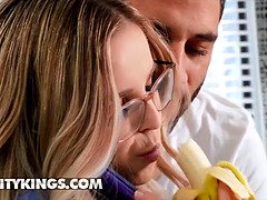 Nurse (Codi Vore) is about to go to work but her boyfriend (Damon Dice) wants to fuck her in the kitchen - reality kings