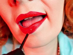 ASMR video - lipstick process - MILF with braces