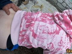 Anal, Tir de sperme, De plein air, Public, Maigrichonne