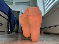 Close up of her stinky nylon feet