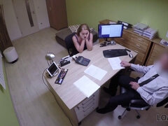 엉덩이, 면접, 흑갈색 머리, 대단히, 돈, 사무실, 보지, 청소년