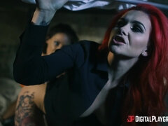 Sexy female prison officer fucks passionate jailbird