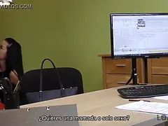 오랄섹스, 흑갈색 머리, 체코인, 도기스타일, Hd, 돈, 사무실, 청소년