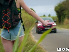 Hitchiking to Luxury Hotel FFM Threesome by VIXEN