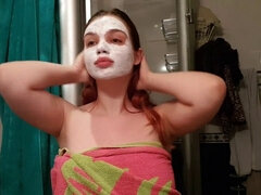 Sensational spa day masturbation with ahegao face ejaculation and piss on my face to wash the mask off