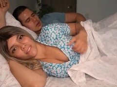 Stepson fucks his stepmom's big booty Latina friend in bed