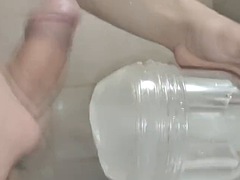 Wed hard dick fucks Fleshlight with cum inside