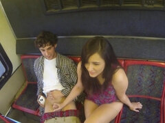 Insatiable brunette got fucked in the bus