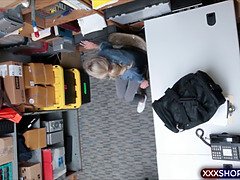 Shoplifter teen fucks a security guard to avoid the police
