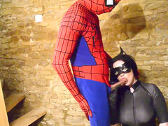 COSPLAY honies huge-chested Catwoman torn up by Spiderman