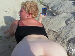 Rumpa, Strand, Stor kuk, Blondin, Snopp, Doggystyle, Utomhus, Offentlig
