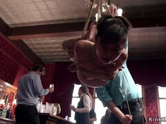 Zadok, Bondáž, Brunetka, Prsnatá, Roztomilá, Bradavky, Orgazmus, Stockings