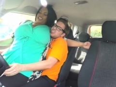 Porky ebony student fucks instructor in car