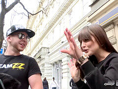 오랄섹스, 흑갈색 머리, 마사지, 야외의, 공개적인, 현실