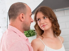 デカチン, フェラチオ, 茶髪の, キッチン, 自然山雀, ショートヘア, ガリガリ, ティーン