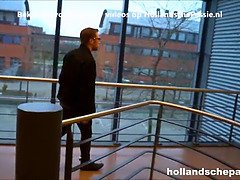 デカパイ, 茶髪の, オランダ人, キス, マッサージ, オナニー, オフィス, オマンコ