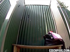 Amador amadora, Tchecoa, Hd, Público, Realidade, Ducha chuveiro, Solo chão, Voyeur