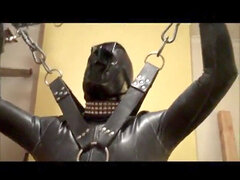 PVC breathplay restrain bondage mask standing bondage