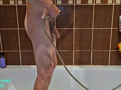 Quick late night shower before bed: HAIRY COCK, PEEING in the shower, PEEING in the bathroom 4K