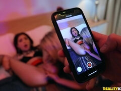 커플, 하드코어, 레즈비언, 대단히, 파티, 보지, 청소년