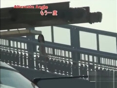 Subtitled busty Japanese public nudist goes for a walk