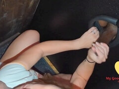 Risky sex, public glory hole, gloryhole stranger