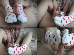 Ερασιτέχνης, Ζευγάρι, Ευρωπαίος, Πόδια, Ποδολαγνεία, Μαλακία με το πόδι, Πρώτου προσώπου, Κάλτσες