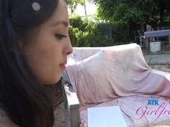 Leie, Asiatisch, Braunhaarige, Behaart, Im freien, Pov, Öffentlich, Muschi